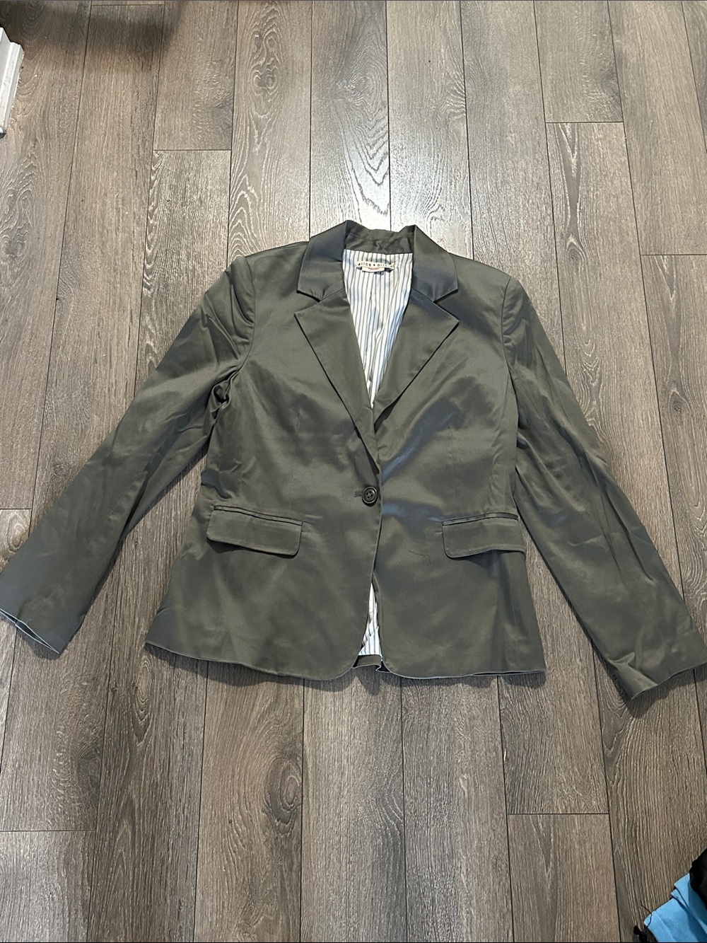 Alice + Olivia Dark Olive One-Button Tailored Blazer